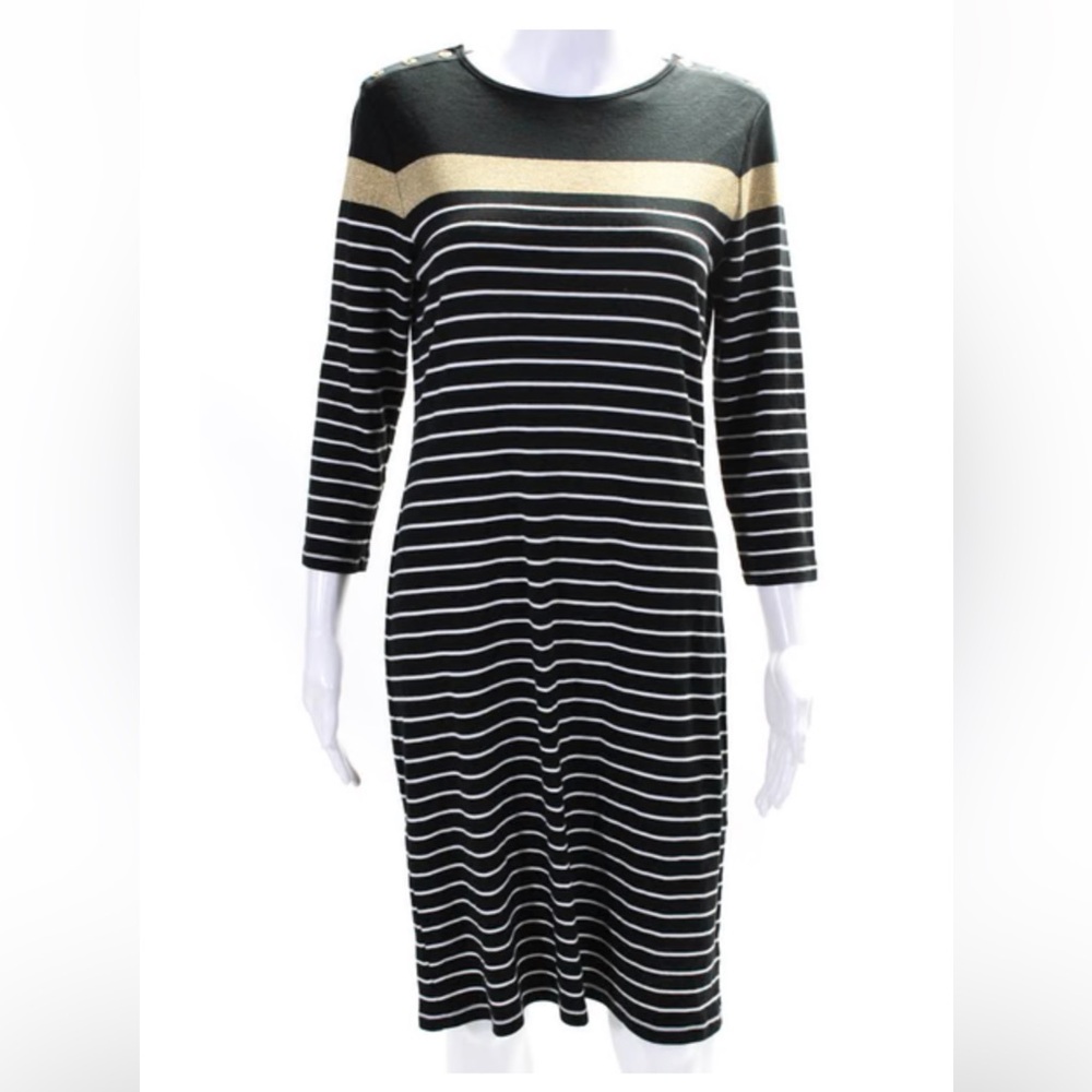 Lauren Ralph Lauren Womens Cotton Striped Glitter Sweater